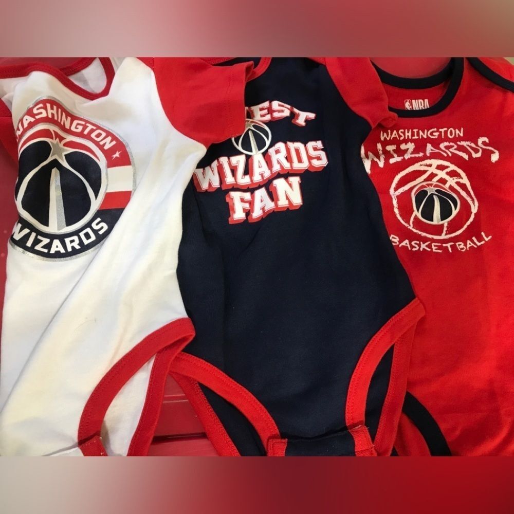 NWT Set 3 Washington Wizards Boys Infant Toddler Bodysuit One piece Rompers 12m